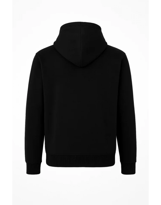 Ön Tam Fermuarlı Kapüşonlu weathirt  iyah