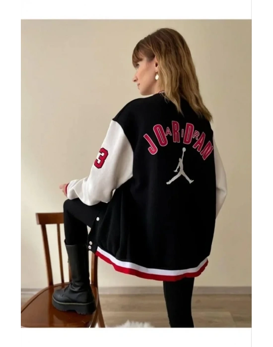 Ön Ve Kol Nakış İşlemeli Kolej Ceket  iyah