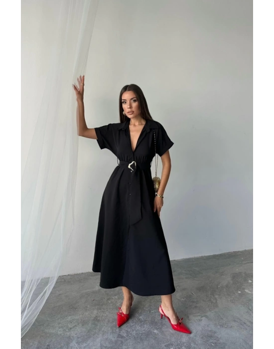 ÖNDEN DÜĞMEİ CRUSHI MODA EBİSE  Siyah