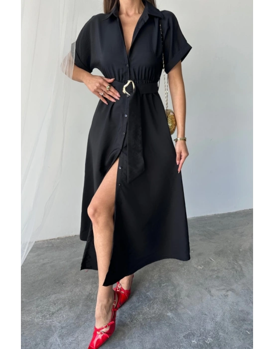 ÖNDEN DÜĞMEİ CRUSHI MODA EBİSE  Siyah