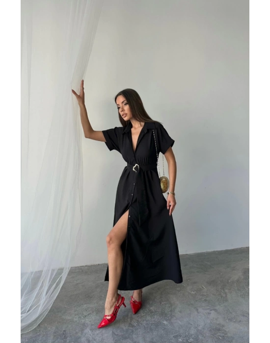 ÖNDEN DÜĞMEİ CRUSHI MODA EBİSE  Siyah