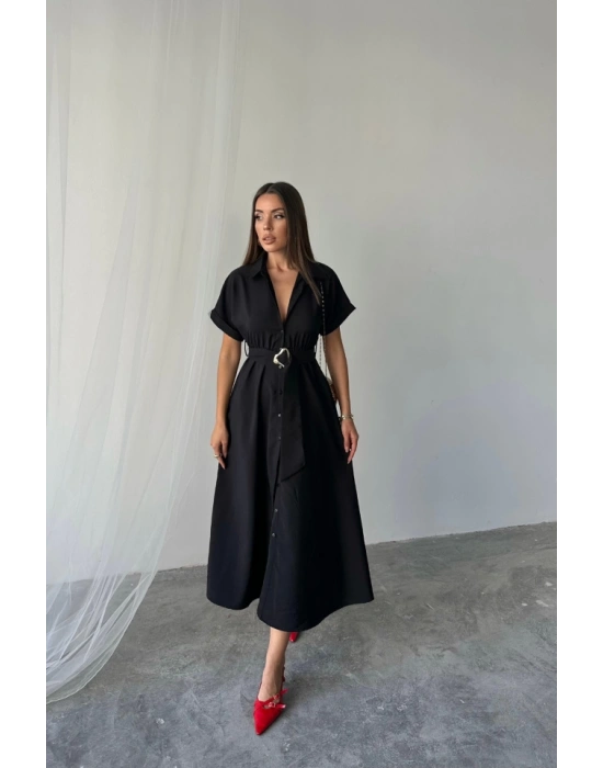 ÖNDEN DÜĞMEİ CRUSHI MODA EBİSE  Siyah