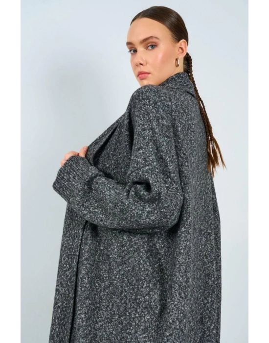 Önü Açık Şal Yaka Hırka  Siyah