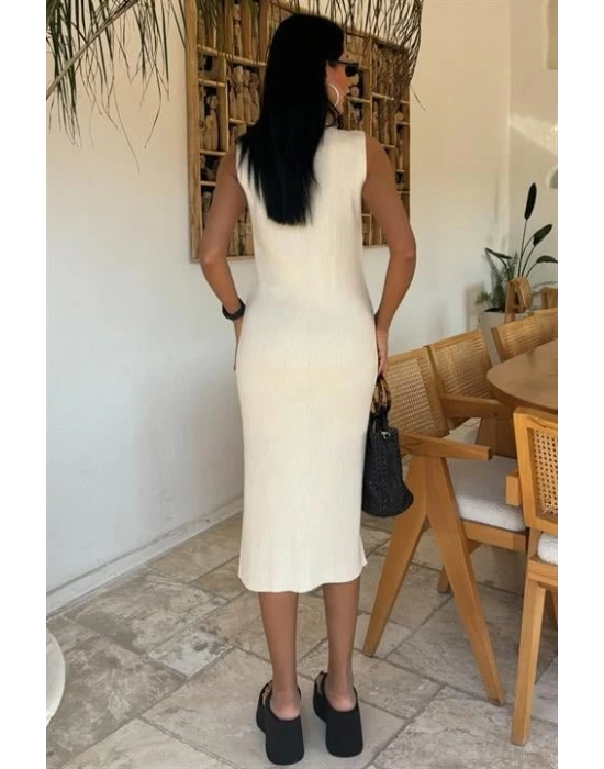 Önü Düğmeli Fitilli Kolsuz Elbise 2832