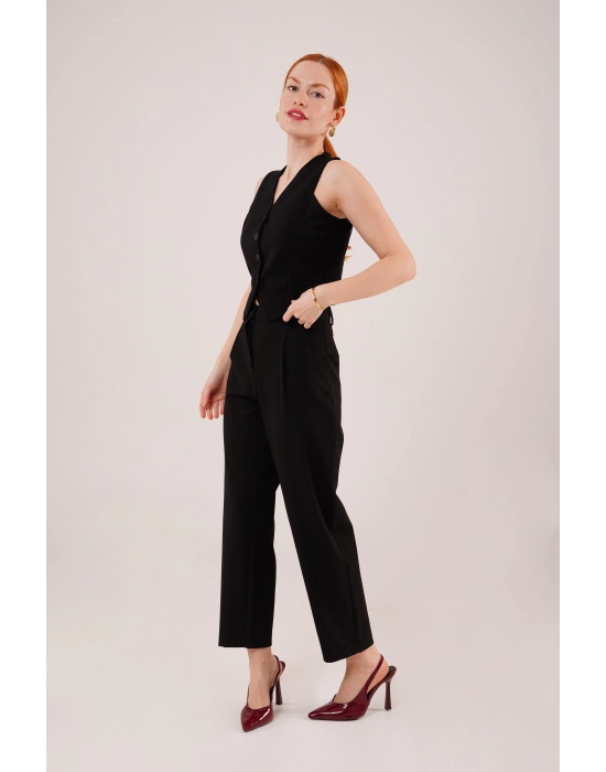 Önü Düğmeli iyah Yelek