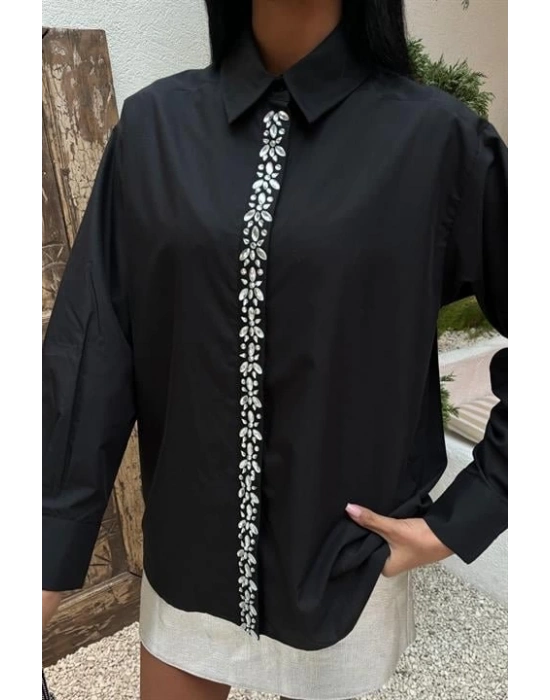 Önü Şerit Taşlı Gömlek 3448