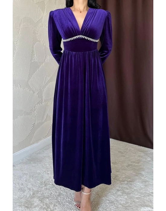 or Göğüs Altı Taşlı Elbise