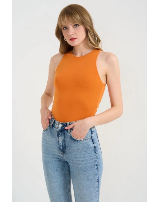 Örme Bisiklet Yaka Atlet  Oranj