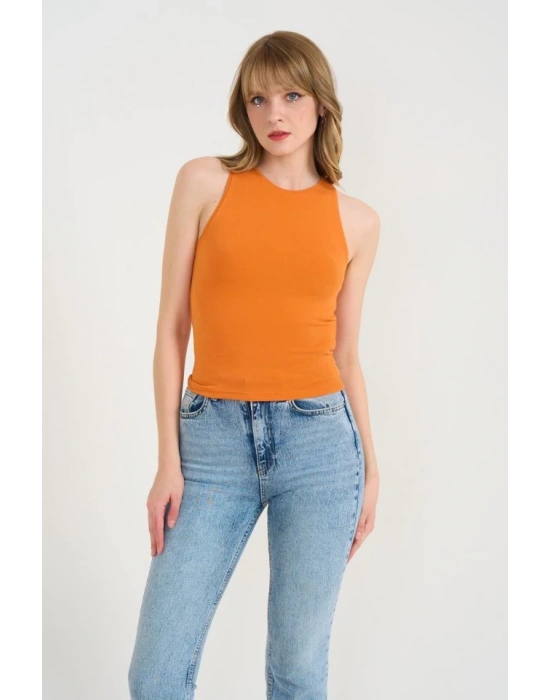 Örme Bisiklet Yaka Atlet  Oranj