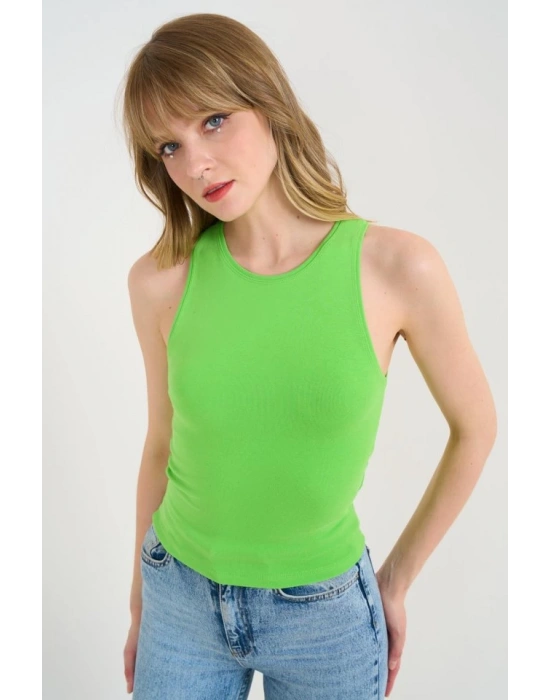 Örme Bisiklet Yaka Atlet  Yeşil