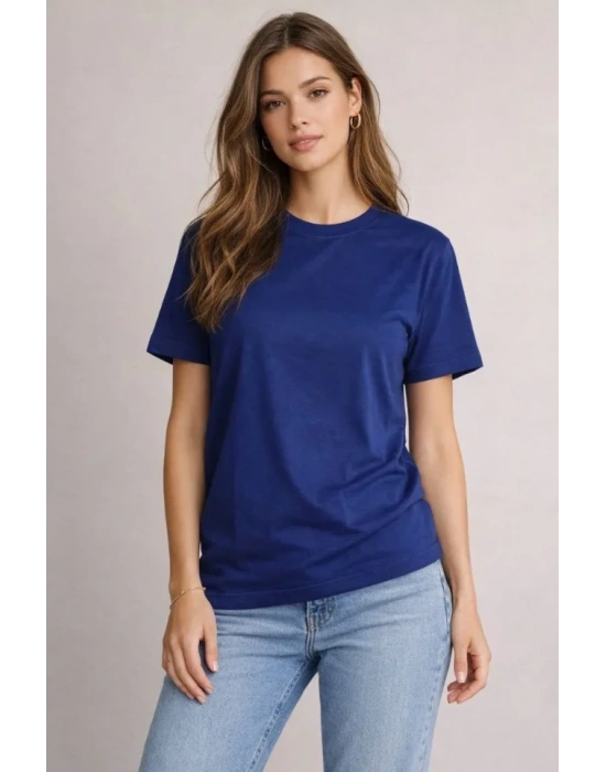 Osy odal Yumuşak Dokulu Kumaş Bisiklet Yaka Tshirt  acivert