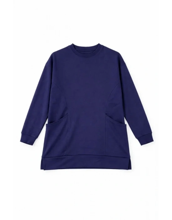 Osy odal Yumuşak Dokulu Kumaş Tesettür Cepli Tunik Pantolon Takım  acivert