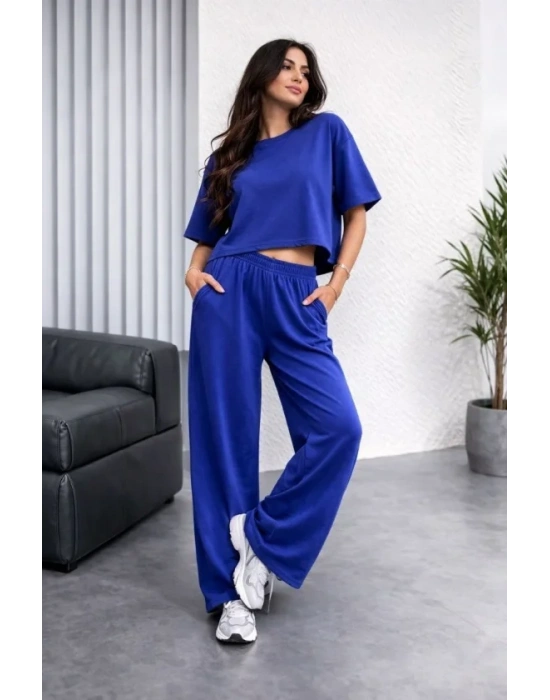 Osy odal Yumuşak Dokulu Şalaş Oversize İkili Takım Bol Paça Pantolonlu Rahat Günlük Takım  aks avisi