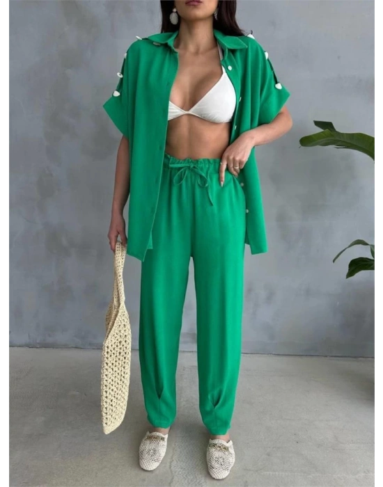 OUZ İDYE IRAI BUZ  PAÇA PENİ PANTOON TAKI  Yeşil