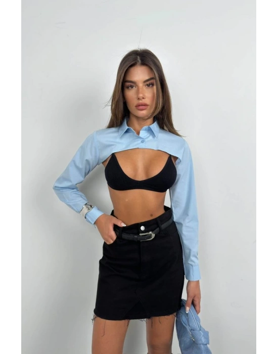 Oval Kesim Crop Gömlek