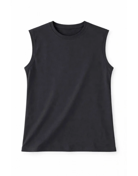 Oversize Atlet alaş Kalıp Bisiklet Yaka Basic Yazlık por Bluz  Füme