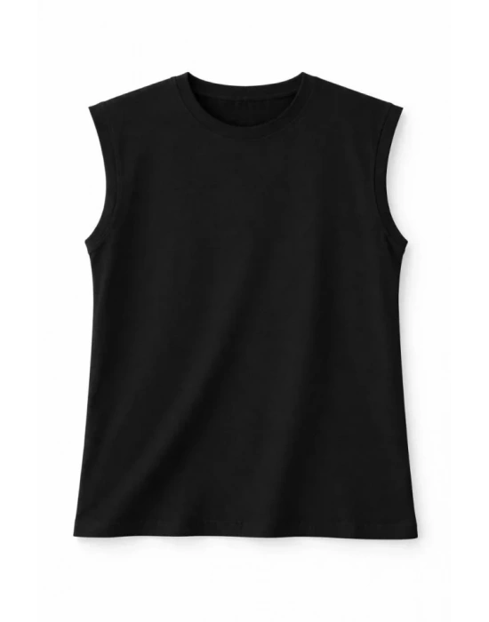 Oversize Atlet alaş Kalıp Bisiklet Yaka Basic Yazlık por Bluz  iyah