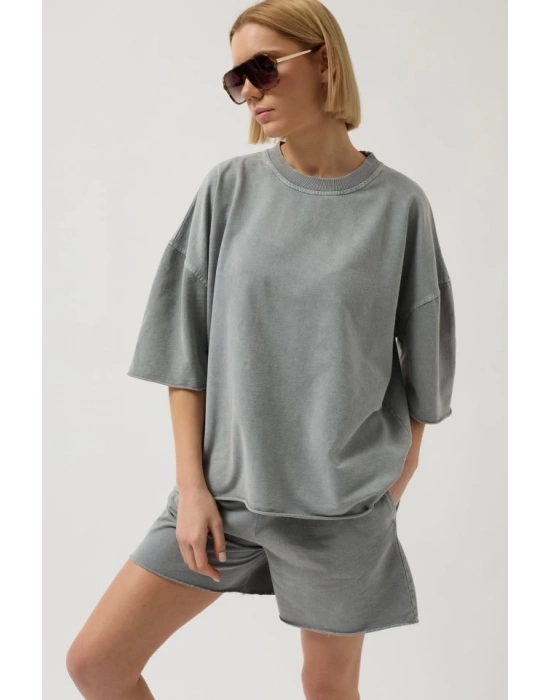 Oversize azer Kesim Bisiklet Yaka TShirt