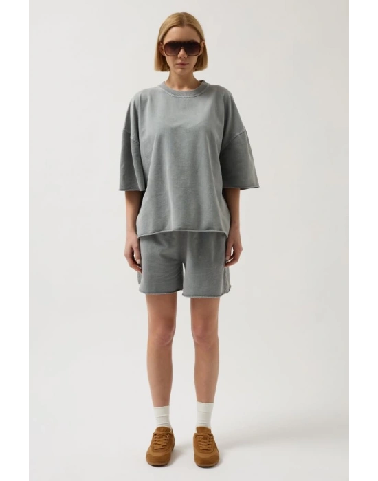 Oversize azer Kesim Bisiklet Yaka TShirt