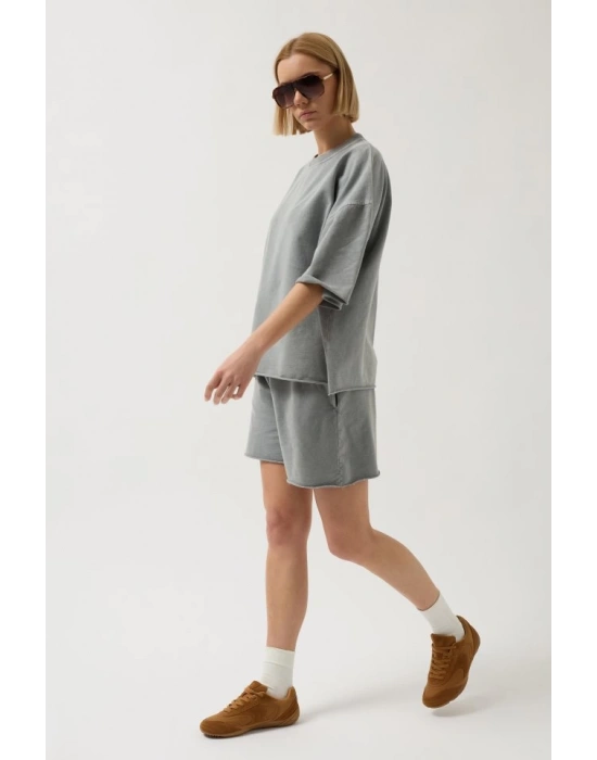 Oversize azer Kesim Bisiklet Yaka TShirt