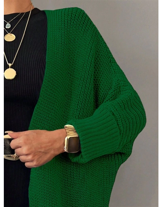 Oversize Kalıp Cepli Salaş Triko Hırka