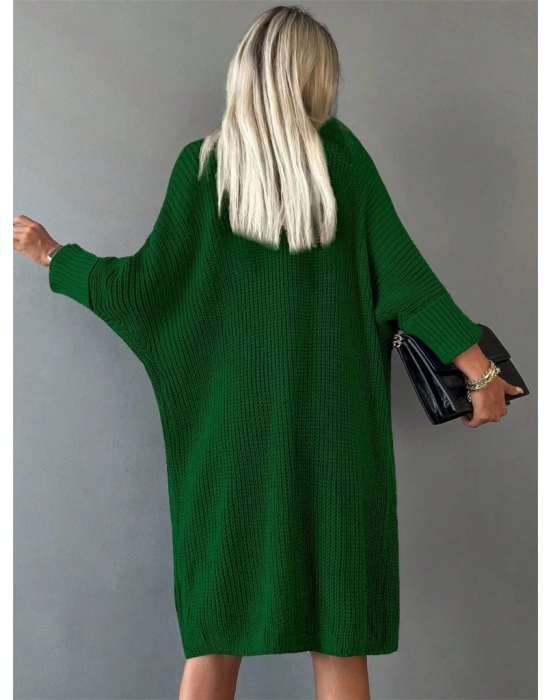 Oversize Kalıp Cepli Salaş Triko Hırka