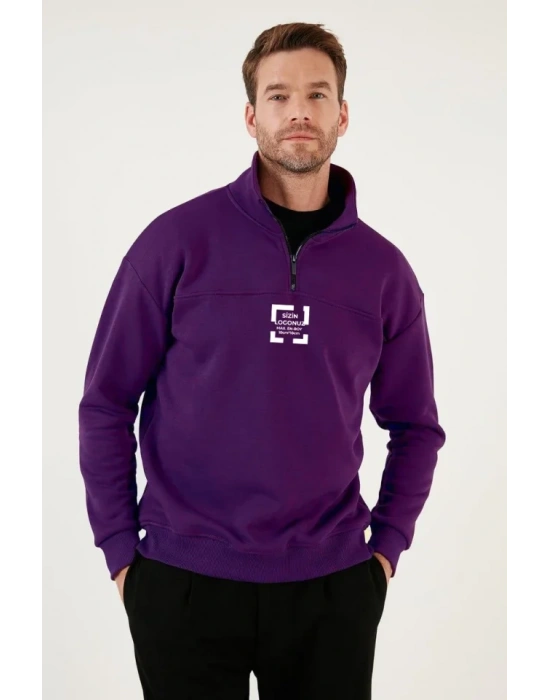 Oversize Yarım Farmuarlı Yakalı Özel Tasarım Basic weathirt  or