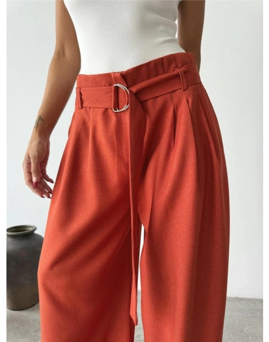 PALAZZO PANTOLON KUAŞ KEER DETAYLI  Kiremit