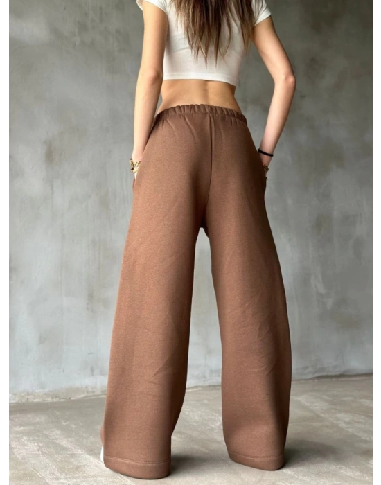 Palazzo Bol Paça Eşofman Pantolon  Kahve
