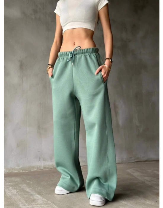 Palazzo Bol Paça Eşofman Pantolon  Yeşil