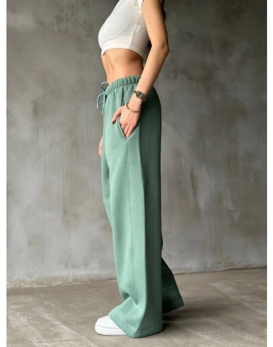 Palazzo Bol Paça Eşofman Pantolon  Yeşil