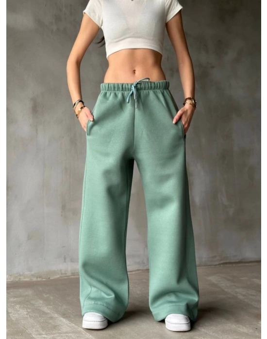 Palazzo Bol Paça Eşofman Pantolon  Yeşil