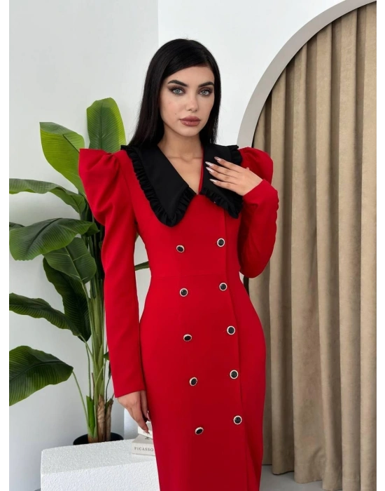 Palmas Geniş Yakalı Elbise