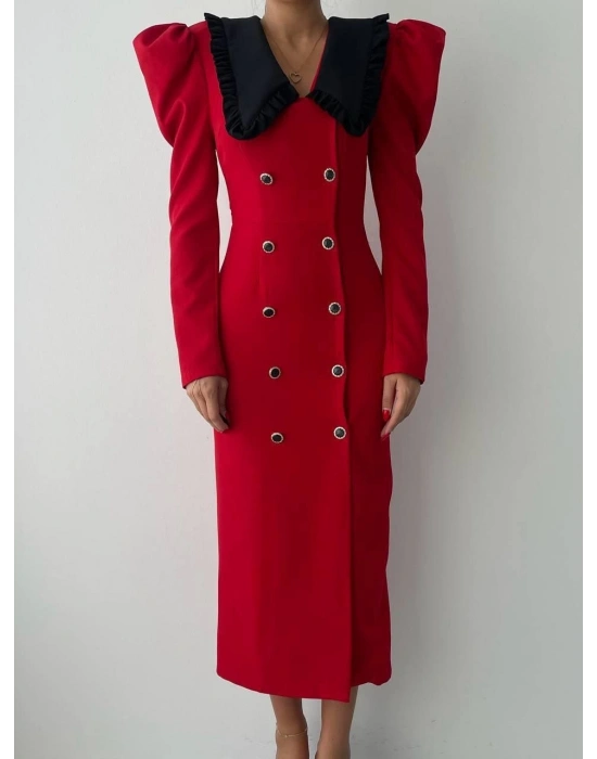 Palmas Geniş Yakalı Elbise