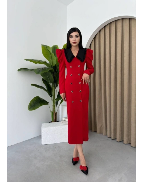 Palmas Geniş Yakalı Elbise