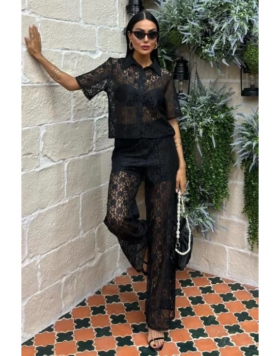 Pantolonu Astarlı Dantel İkili Takım 10119