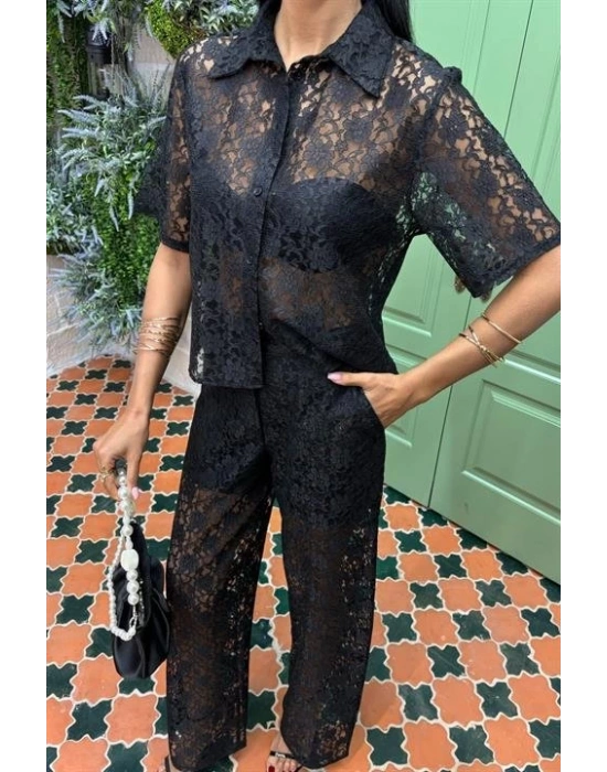 Pantolonu Astarlı Dantel İkili Takım 10119