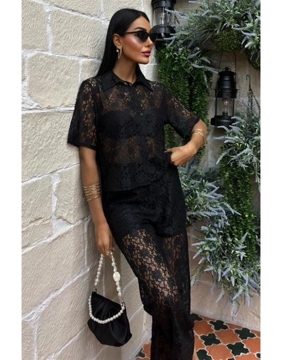 Pantolonu Astarlı Dantel İkili Takım 10119