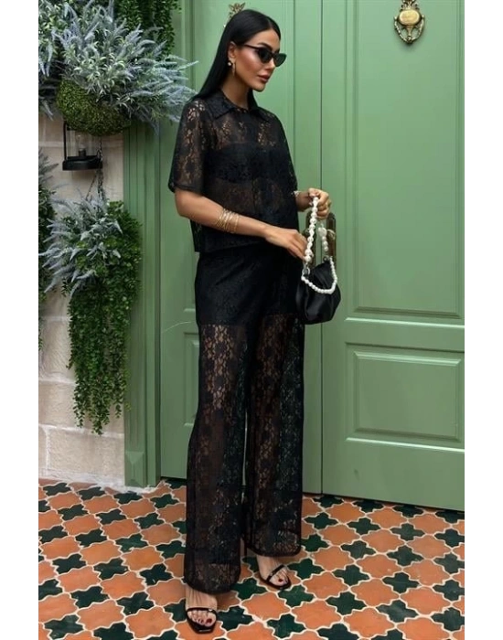 Pantolonu Astarlı Dantel İkili Takım 10119