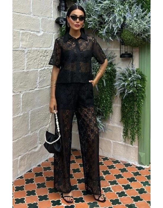 Pantolonu Astarlı Dantel İkili Takım 10119