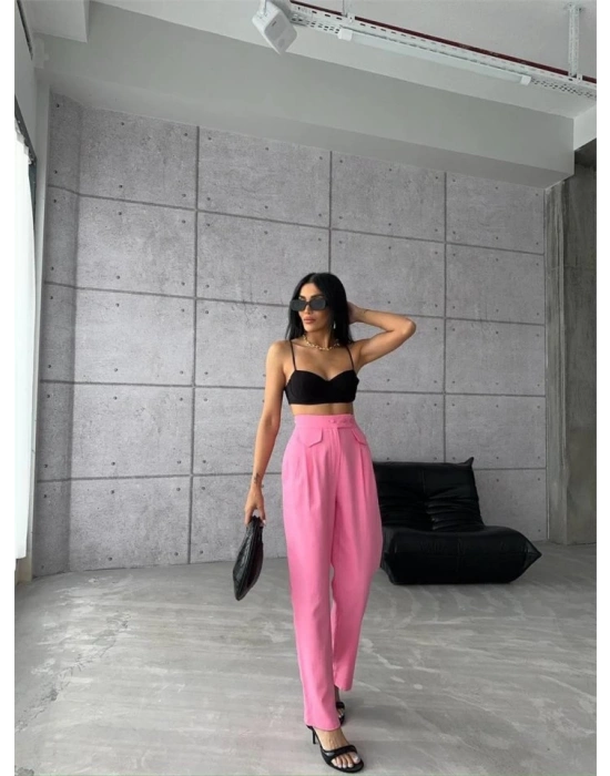 PANTOON KAPAI CEP 3 DÜĞE DETAYI  Pembe