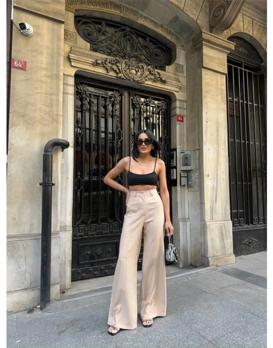 PANTOLON KAPALI CEP DETAYLI ALAŞ PANTOLON  Bej