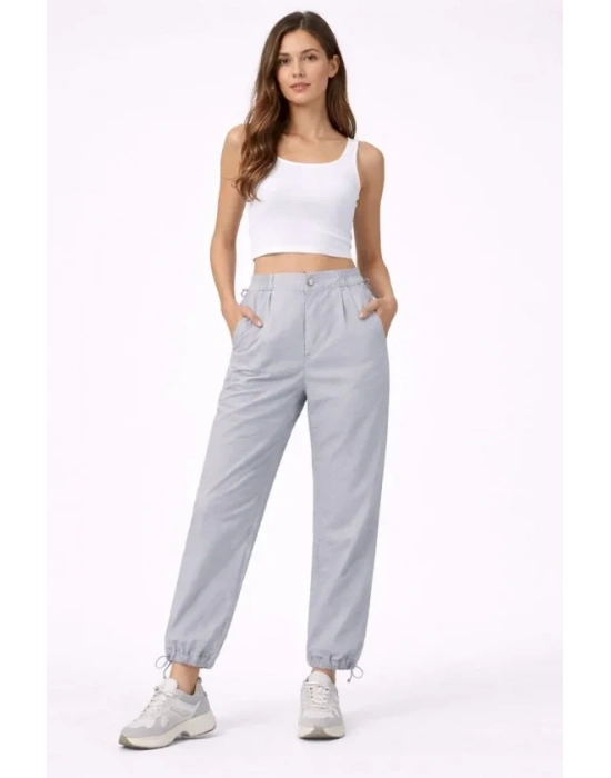 Paraşüt Kumaş Pantolon Bel Ve Paça Ayarlanabilir astikli por Pantolon  Gri