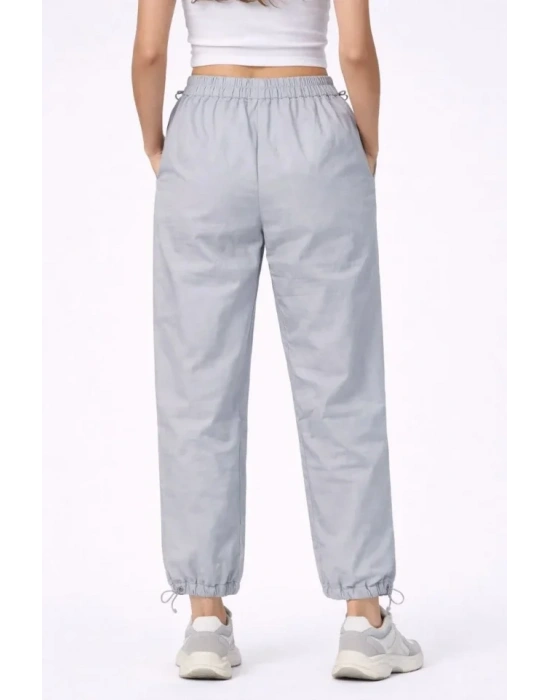 Paraşüt Kumaş Pantolon Bel Ve Paça Ayarlanabilir astikli por Pantolon  Gri