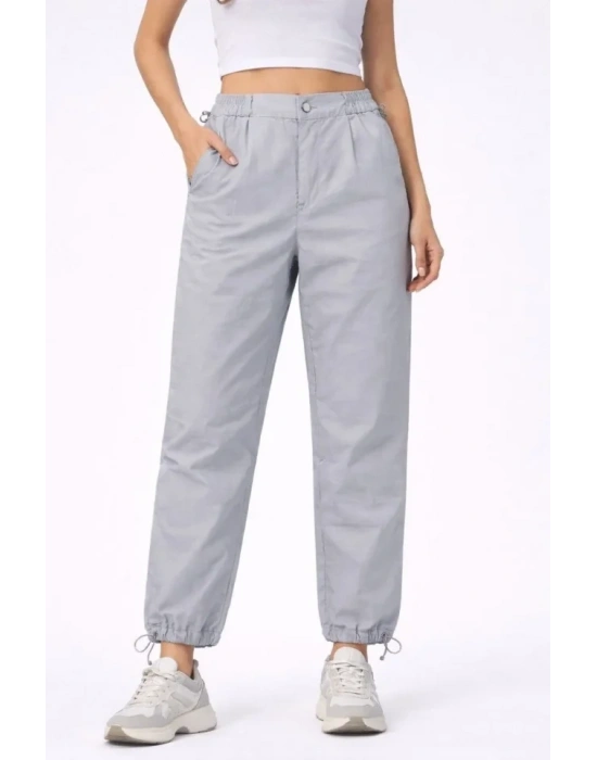 Paraşüt Kumaş Pantolon Bel Ve Paça Ayarlanabilir astikli por Pantolon  Gri