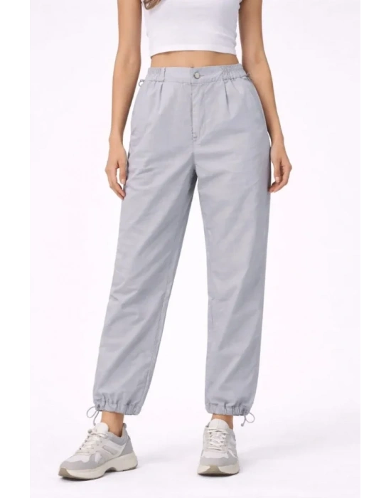 Paraşüt Kumaş Pantolon Bel Ve Paça Ayarlanabilir astikli por Pantolon  Gri