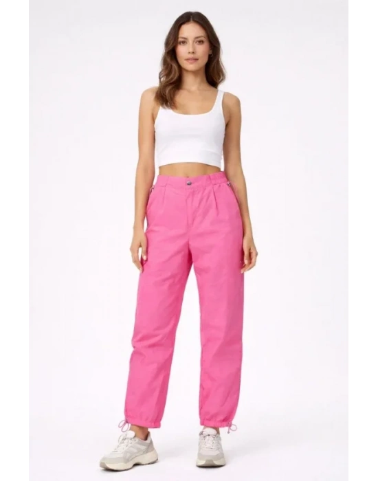 Paraşüt Kumaş Pantolon Bel Ve Paça Ayarlanabilir astikli por Pantolon  Pembe
