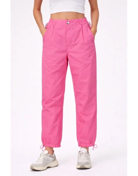 Paraşüt Kumaş Pantolon Bel Ve Paça Ayarlanabilir astikli por Pantolon  Pembe