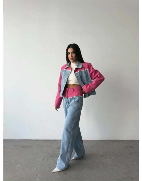 PARÇALI KOT CEKET  PANTOLON TAKI  Fuşya