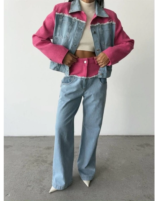 PARÇALI KOT CEKET  PANTOLON TAKI  Fuşya